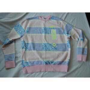 Nike Club Fleece Pink & Blue Trippy Safari Geo Pullover Sweater
